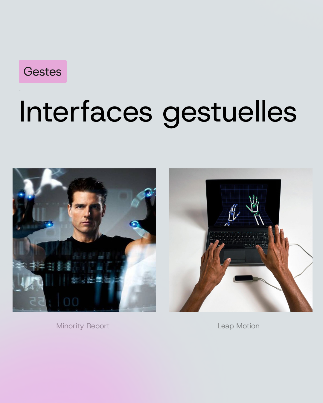 Main humaine effectuant un geste devant une interface holographique transparente, représentant l’interaction homme-machine et l’anticipation des interfaces gestuelles du futur.